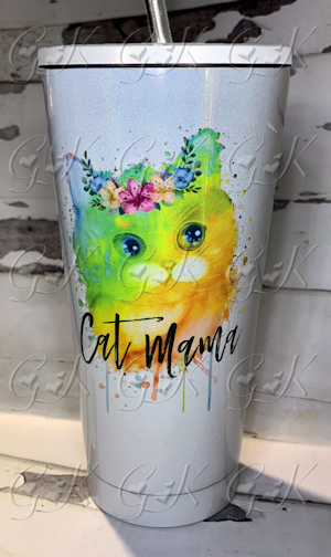 16oz Stainless Steel Sparkle Cup With Straw