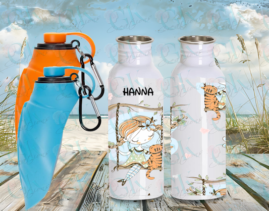Pet 20oz Water Bottle, Girl With Cat