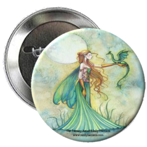 Fairy and Dragon Magnet or Pinback Button