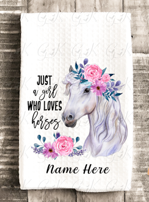 Waffle Weave Kitchen Towels, Just a Girl Who Loves Horses