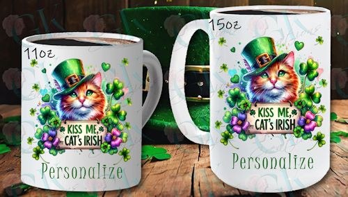 Coffee Mugs, Kiss Me, My Cat's Irish