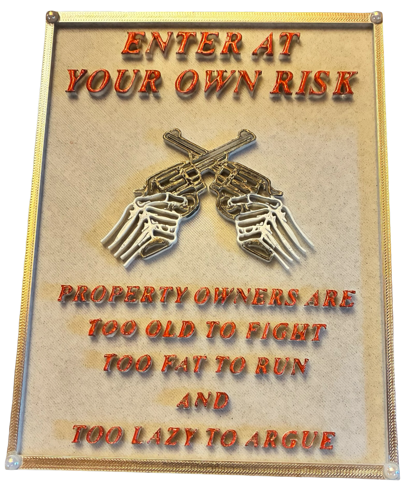 3D Warning Plaque, Enter At Your Own Risk 1
