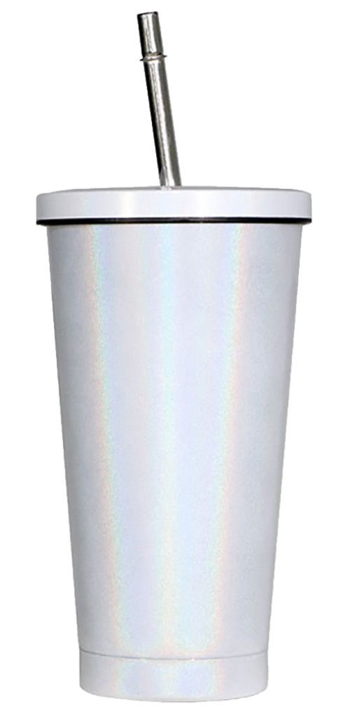 16oz Stainless Steel Sparkle Cup With Straw Blank
