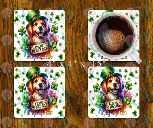Coaster Set, Kiss Me My Dogs Irish