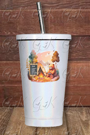 16oz Stainless Steel Sparkle Cup With Straw