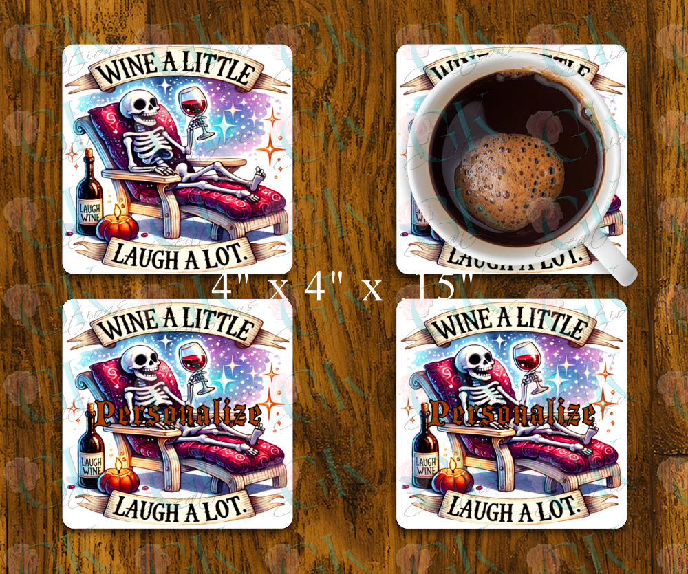 Coaster Set, Wine A Little Laugh A Lot