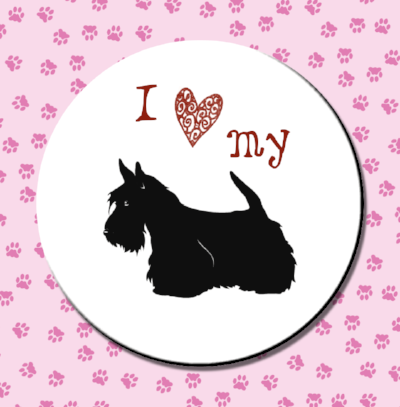 I love my Scottie Magnet or Pin - Granny Kate's