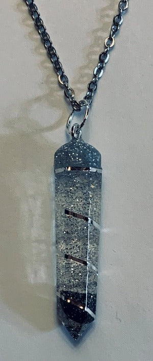 Faceted Point Resin Pendant with Hematite