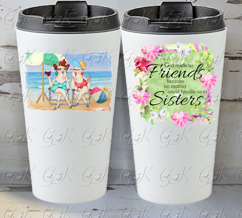 16oz Stainless Steel Travel Tumbler, Hottie Friends