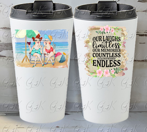 16oz Stainless Steel Travel Tumbler, Hottie Friends