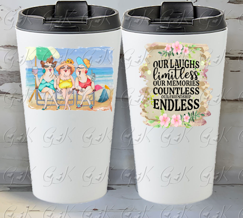 16oz Stainless Steel Travel Tumbler, Hottie Friends