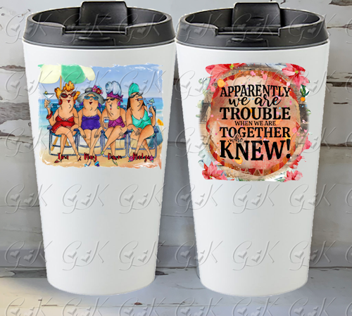 16oz Stainless Steel Travel Tumbler, Hottie Friends