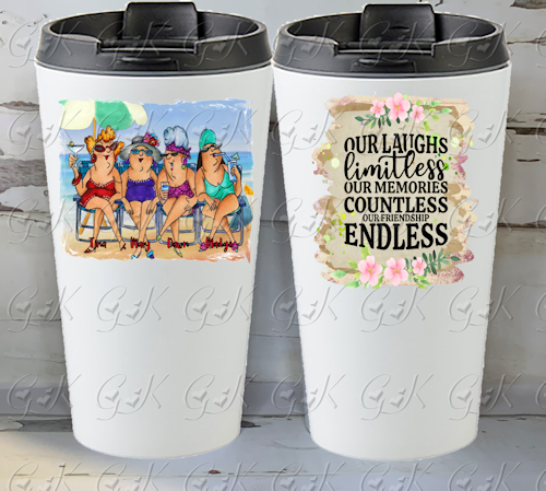 16oz Stainless Steel Travel Tumbler, Hottie Friends