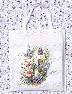 He Is Risen Floral Tote Bags