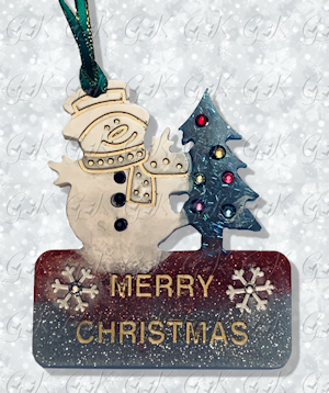 Merry Christmas Snowman Resin Ornament