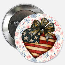 Patriotic Heart Magnet or Pinback Button