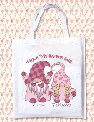 Love Gnome Girl Tote Bags