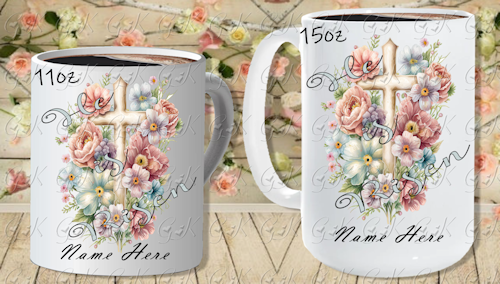 Coffee Mugs, He Has Risen Floral