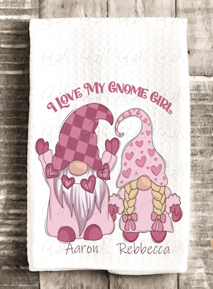 Waffle Weave Kitchen Towels, Love Gnome Girl