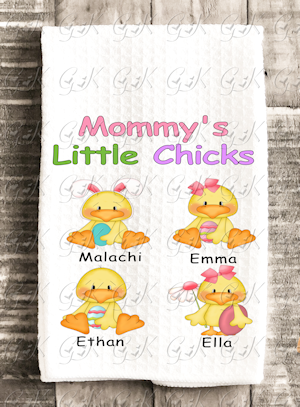 Waffle Weave Kitchen Towels, Little Chicks