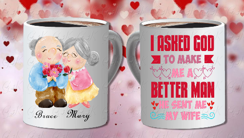 Coffee Mugs, Old Couple Love
