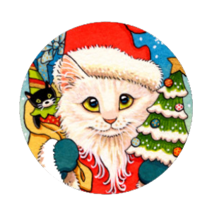 Santa Kitty Magnet or Pinback Button