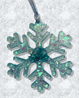 Snowflake With Poinsettia Ornament
